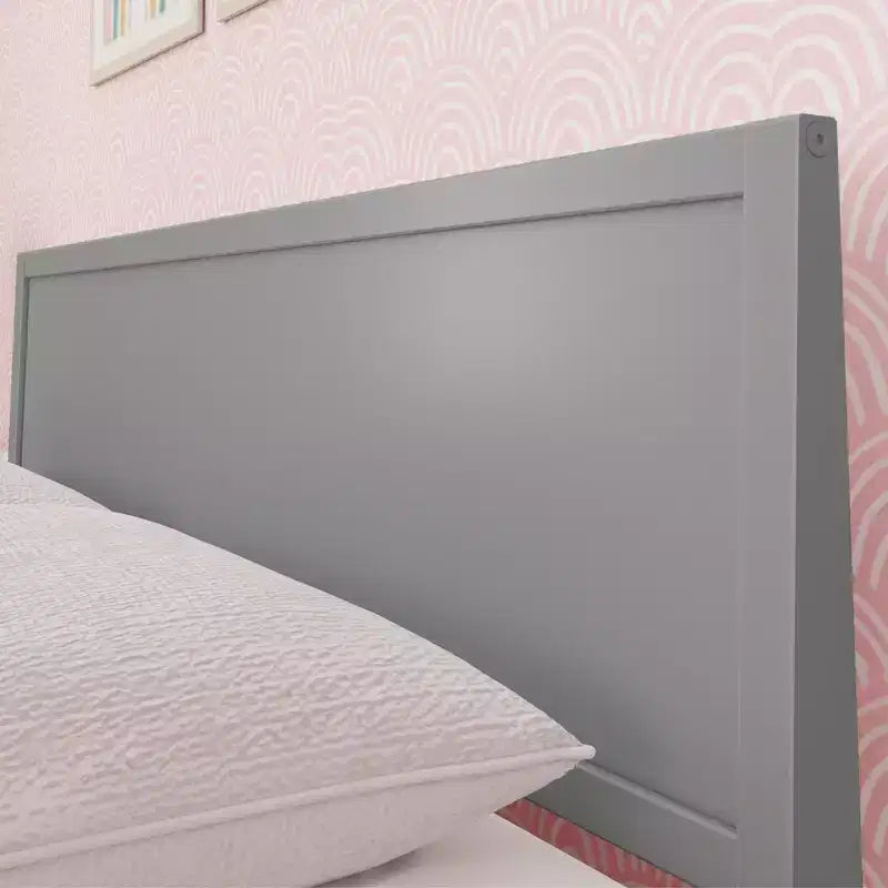 Struttura letto matrimoniale Queen, letto a piattaforma classico in legno massello con testiera a pannelli per bambini