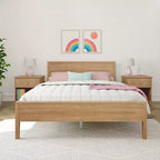 Struttura letto matrimoniale Queen, letto a piattaforma classico in legno massello con testiera a pannelli per bambini