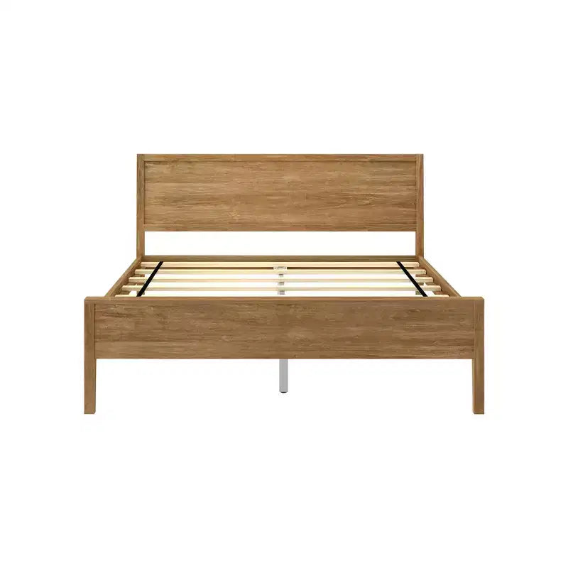 Struttura letto matrimoniale Queen, letto a piattaforma classico in legno massello con testiera a pannelli per bambini