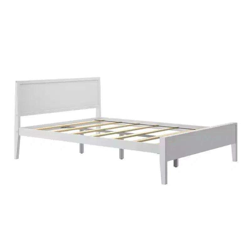 Struttura letto matrimoniale Queen, letto a piattaforma classico in legno massello con testiera a pannelli per bambini