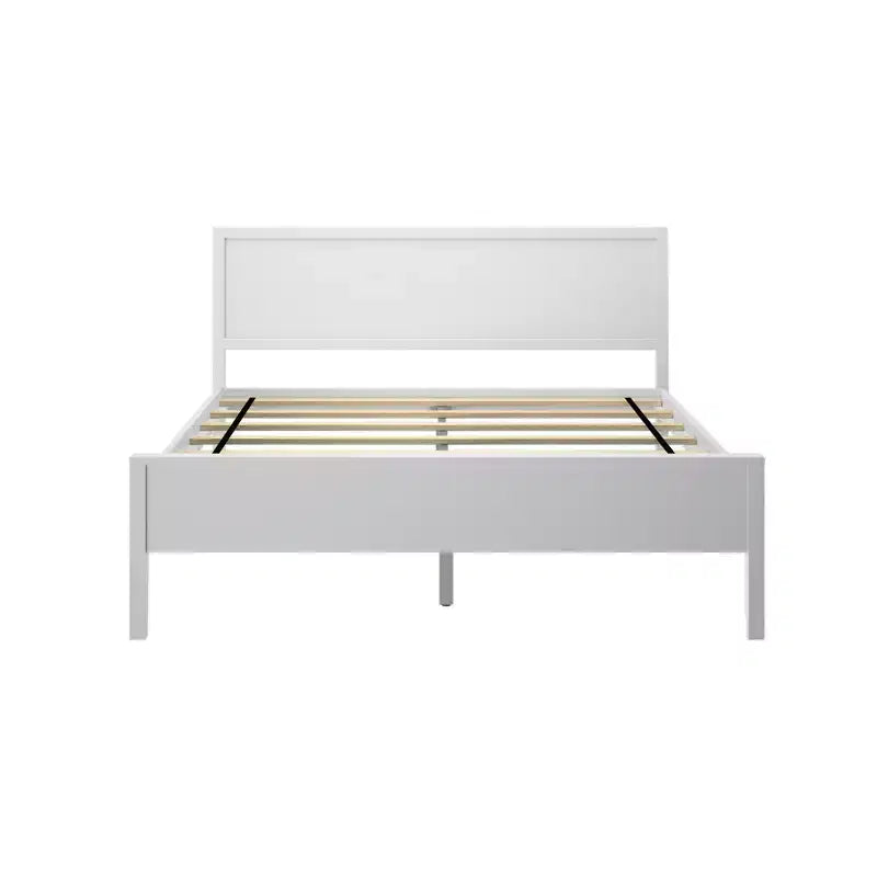 Struttura letto matrimoniale Queen, letto a piattaforma classico in legno massello con testiera a pannelli per bambini