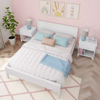 Struttura letto matrimoniale Queen, letto a piattaforma classico in legno massello con testiera a pannelli per bambini