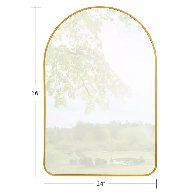 Specchio da parete decorativo rettangolare moderno semplice con parte superiore arrotondata