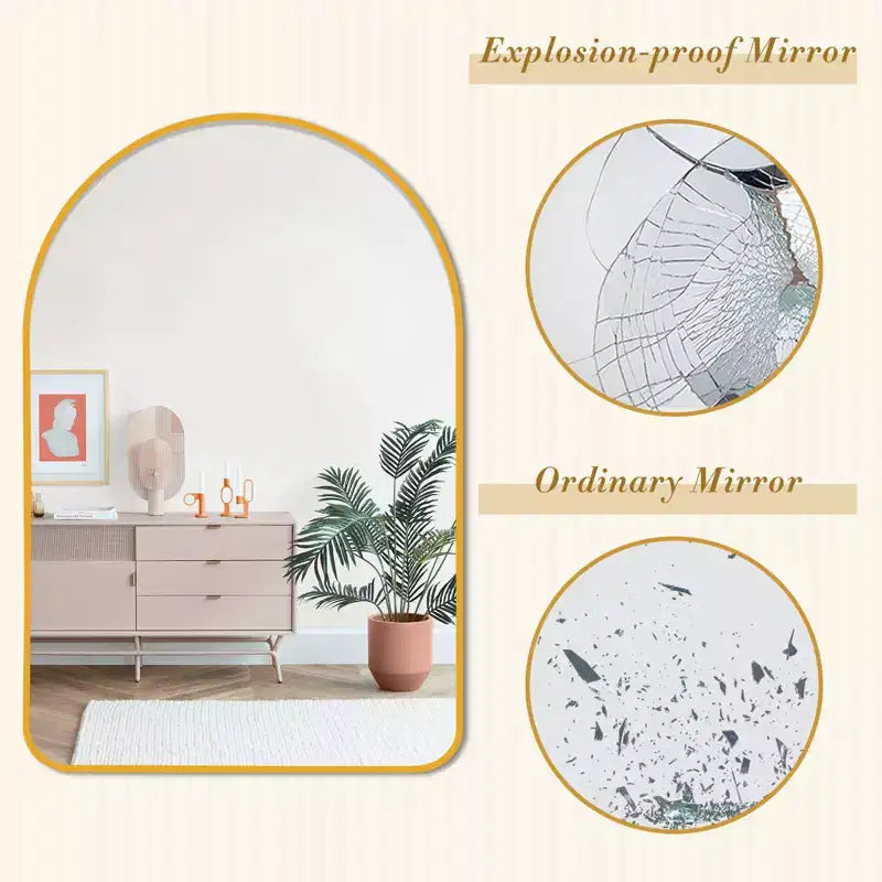 Specchio da parete decorativo rettangolare moderno semplice con parte superiore arrotondata