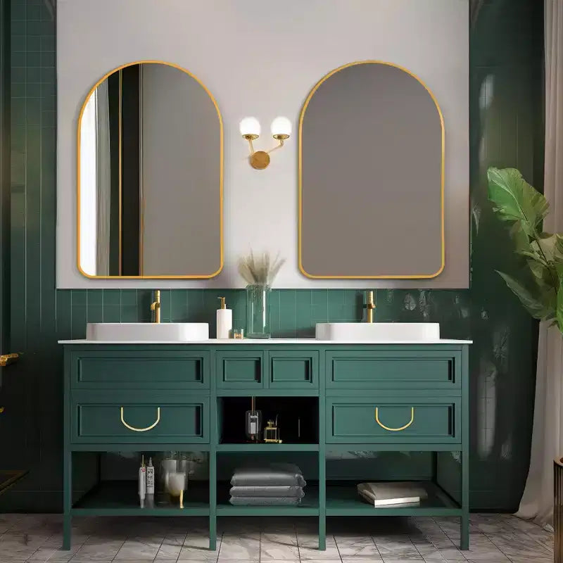 Specchio da parete decorativo rettangolare moderno semplice con parte superiore arrotondata