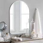 Specchio da parete decorativo rettangolare moderno semplice con parte superiore arrotondata