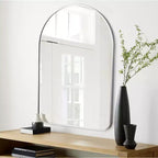 Specchio da parete decorativo rettangolare moderno semplice con parte superiore arrotondata