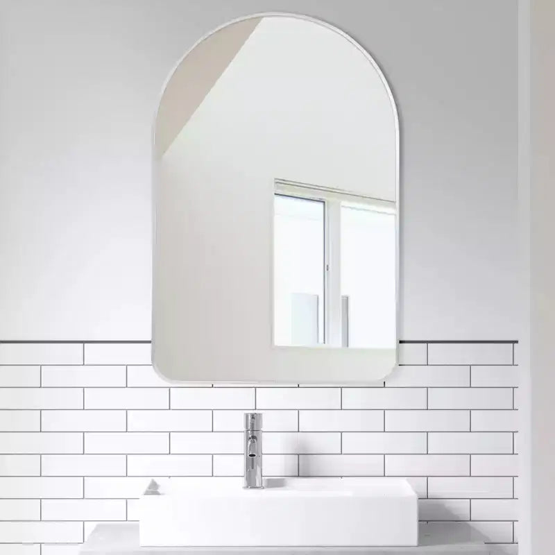 Specchio da parete decorativo rettangolare moderno semplice con parte superiore arrotondata