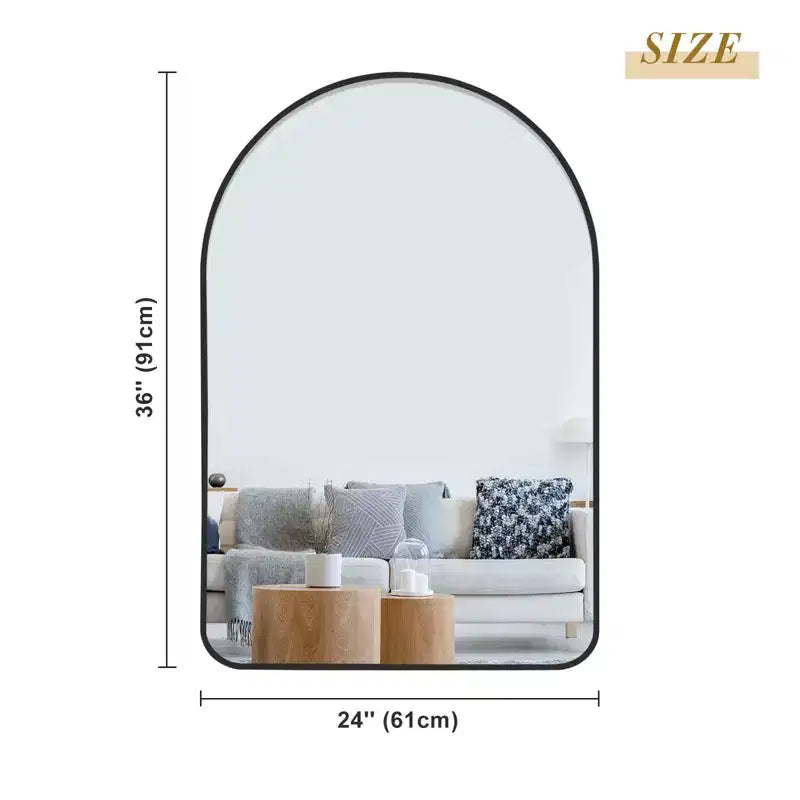 Specchio da parete decorativo rettangolare moderno semplice con parte superiore arrotondata