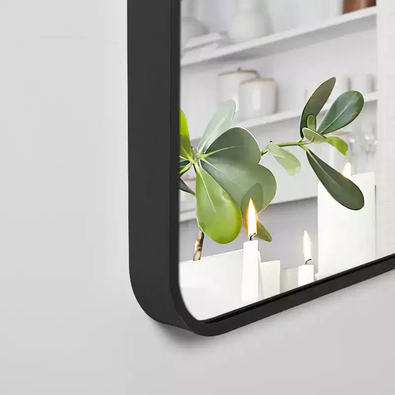 Specchio da parete decorativo rettangolare moderno semplice con parte superiore arrotondata