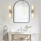 Specchio da parete decorativo rettangolare moderno semplice con parte superiore arrotondata