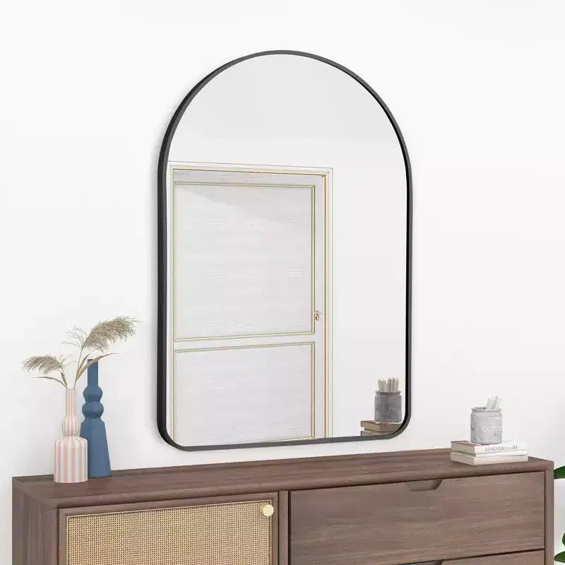 Specchio da parete decorativo rettangolare moderno semplice con parte superiore arrotondata