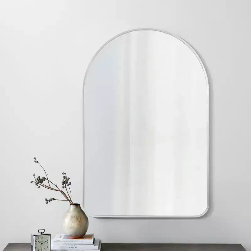 Specchio da parete decorativo rettangolare moderno semplice con parte superiore arrotondata