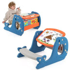 Set scrivania 4 in 1 per bambini con lavagna bianca cancellabile e inclinabile