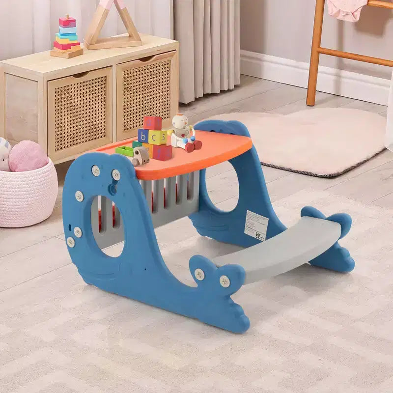 Set scrivania 4 in 1 per bambini con lavagna bianca cancellabile e inclinabile