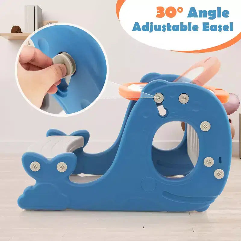 Set scrivania 4 in 1 per bambini con lavagna bianca cancellabile e inclinabile