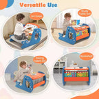 Set scrivania 4 in 1 per bambini con lavagna bianca cancellabile e inclinabile
