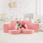 Divano modulare da gioco per bambini 8 pezzi con rivestimento sfoderabile per sala giochi e camera da letto, interno, rosa/grigio
