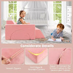 Divano modulare da gioco per bambini 8 pezzi con rivestimento sfoderabile per sala giochi e camera da letto, interno, rosa/grigio