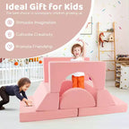 Divano modulare da gioco per bambini 8 pezzi con rivestimento sfoderabile per sala giochi e camera da letto, interno, rosa/grigio