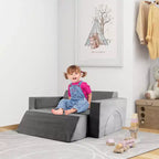 Divano modulare da gioco per bambini 8 pezzi con rivestimento sfoderabile per sala giochi e camera da letto, interno, rosa/grigio