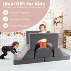 Divano modulare da gioco per bambini 8 pezzi con rivestimento sfoderabile per sala giochi e camera da letto, interno, rosa/grigio