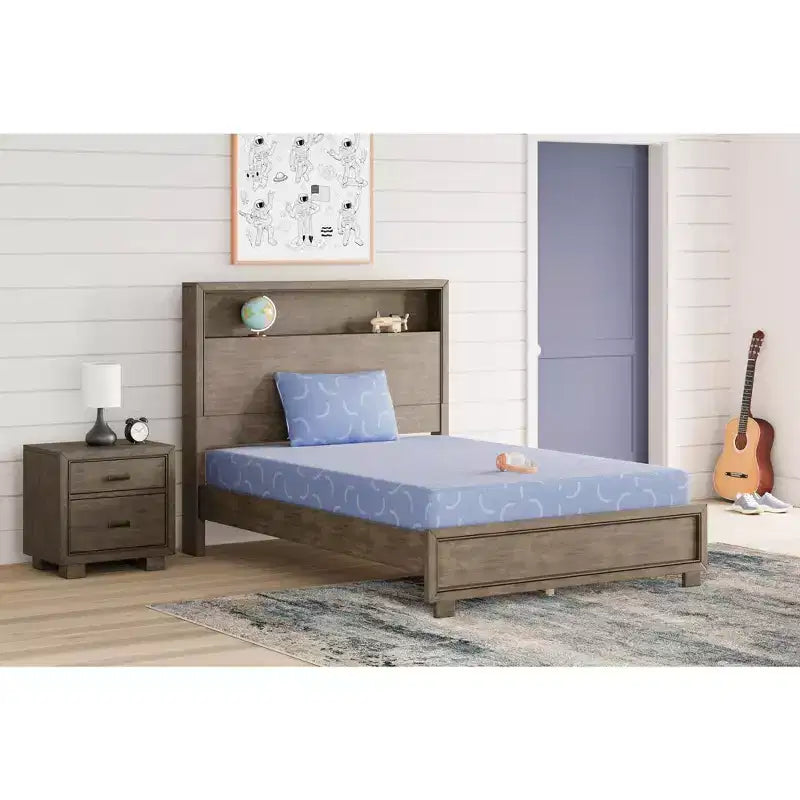 Materasso iKidz 7 pollici in memory foam rigido con rivestimento in tessuto elasticizzato e cuscino incluso, blu oceano