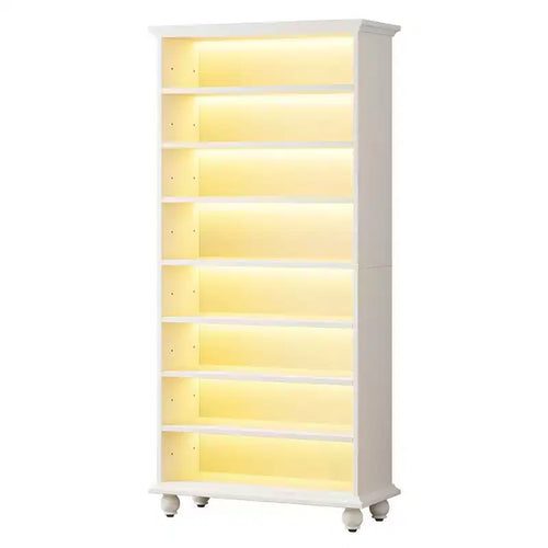 Lantine 9-Tier 30 Pairs Shoes Storage Cabinet with LED and Solid Wood Legs