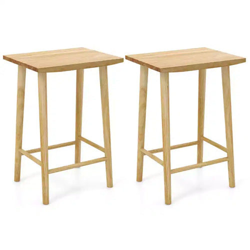 Costway 25.5 Counter Height Stool Set of 2/4 with Footrest & Solid Wood Frame Natural