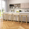 Set di 2/4 sgabelli da 25,5" con poggiapiedi e struttura in legno massello, altezza bancone, naturale