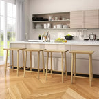 Set di 2/4 sgabelli da 25,5" con poggiapiedi e struttura in legno massello, altezza bancone, naturale