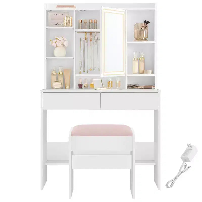VASAGLE Vanity Desk with Mirror and Light