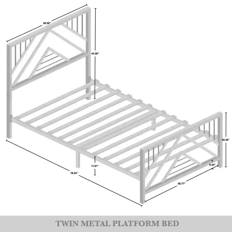 Letto a piattaforma in metallo