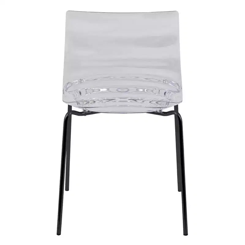 LeisureMod Astor Sedie da pranzo in plastica, set da 4, design a onde d'acqua con gambe in acciaio inossidabile nero, sedie moderne d'accento per cucina, sala da pranzo