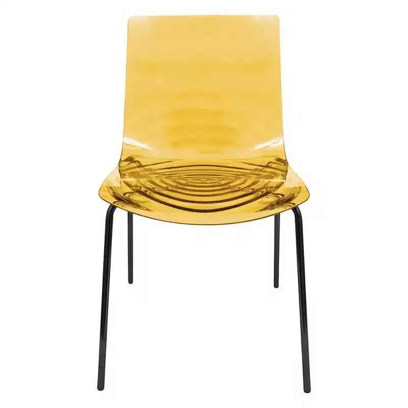LeisureMod Astor Sedie da pranzo in plastica, set da 4, design a onde d'acqua con gambe in acciaio inossidabile nero, sedie moderne d'accento per cucina, sala da pranzo