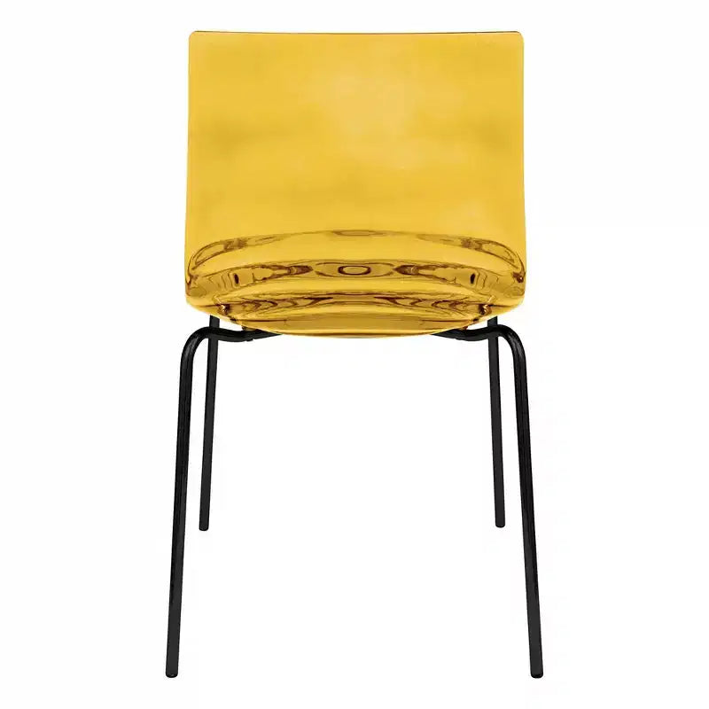 LeisureMod Astor Sedie da pranzo in plastica, set da 4, design a onde d'acqua con gambe in acciaio inossidabile nero, sedie moderne d'accento per cucina, sala da pranzo