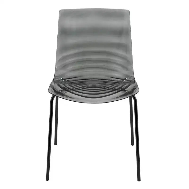 LeisureMod Astor Sedie da pranzo in plastica, set da 4, design a onde d'acqua con gambe in acciaio inossidabile nero, sedie moderne d'accento per cucina, sala da pranzo