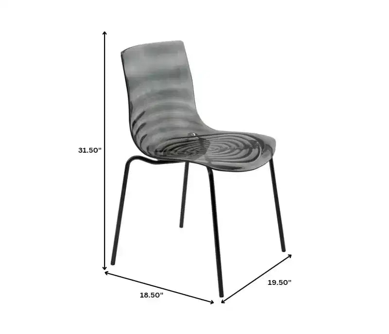 LeisureMod Astor Sedie da pranzo in plastica, set da 4, design a onde d'acqua con gambe in acciaio inossidabile nero, sedie moderne d'accento per cucina, sala da pranzo