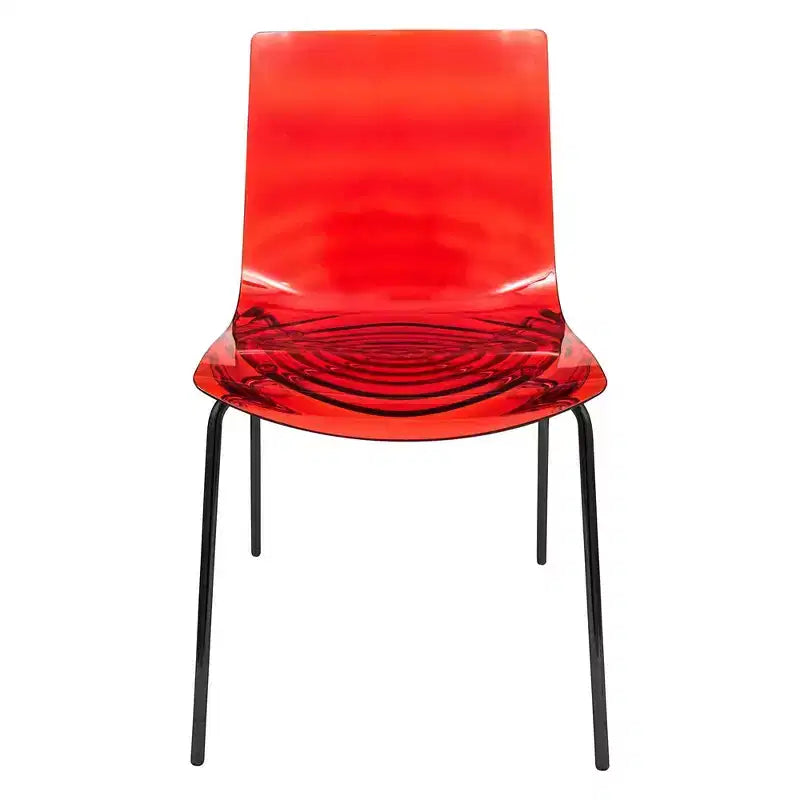 LeisureMod Astor Sedie da pranzo in plastica, set da 4, design a onde d'acqua con gambe in acciaio inossidabile nero, sedie moderne d'accento per cucina, sala da pranzo