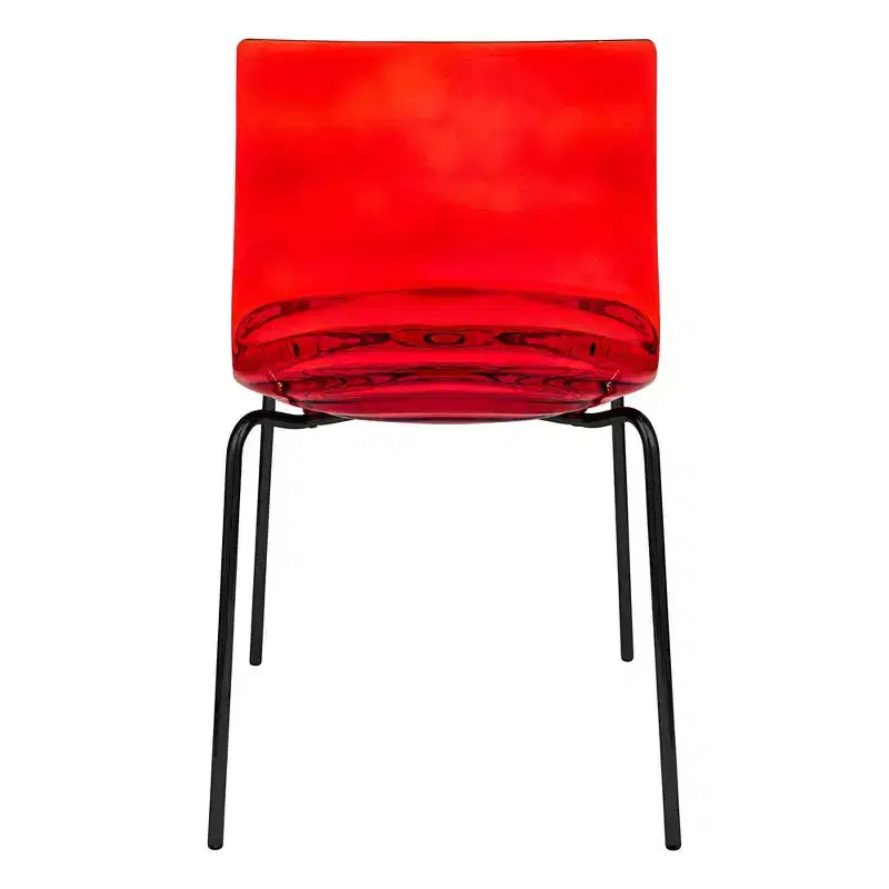 LeisureMod Astor Sedie da pranzo in plastica, set da 4, design a onde d'acqua con gambe in acciaio inossidabile nero, sedie moderne d'accento per cucina, sala da pranzo