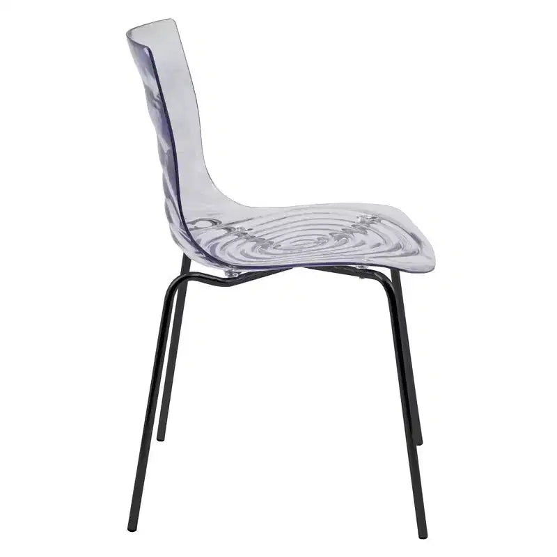 LeisureMod Astor Sedie da pranzo in plastica, set da 4, design a onde d'acqua con gambe in acciaio inossidabile nero, sedie moderne d'accento per cucina, sala da pranzo