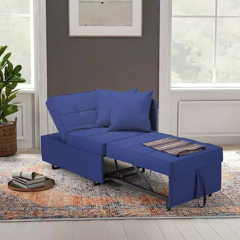 Erommy Poltrona Letto 3 in 1, Divano Letto Estraibile con Schienale Regolabile in 5 Posizioni e Rivestimento in Finta Biancheria