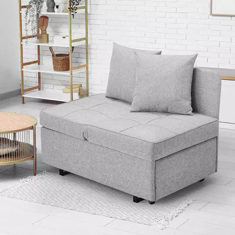 Erommy Poltrona Letto 3 in 1, Divano Letto Estraibile con Schienale Regolabile in 5 Posizioni e Rivestimento in Finta Biancheria