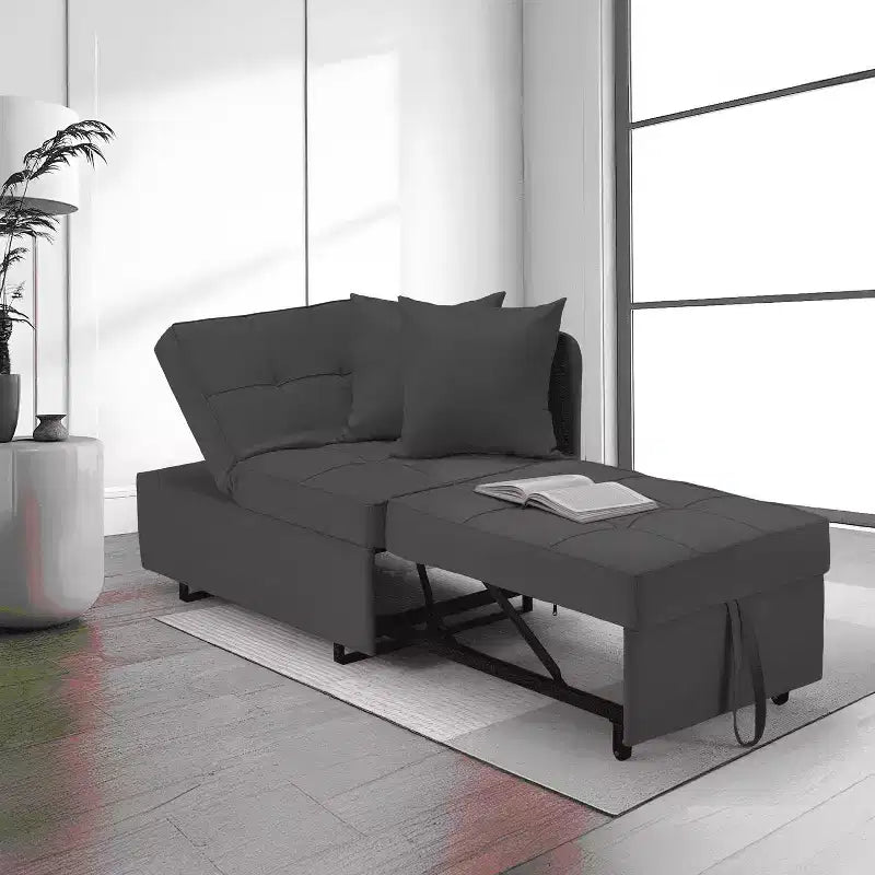 Erommy Poltrona Letto 3 in 1, Divano Letto Estraibile con Schienale Regolabile in 5 Posizioni e Rivestimento in Finta Biancheria