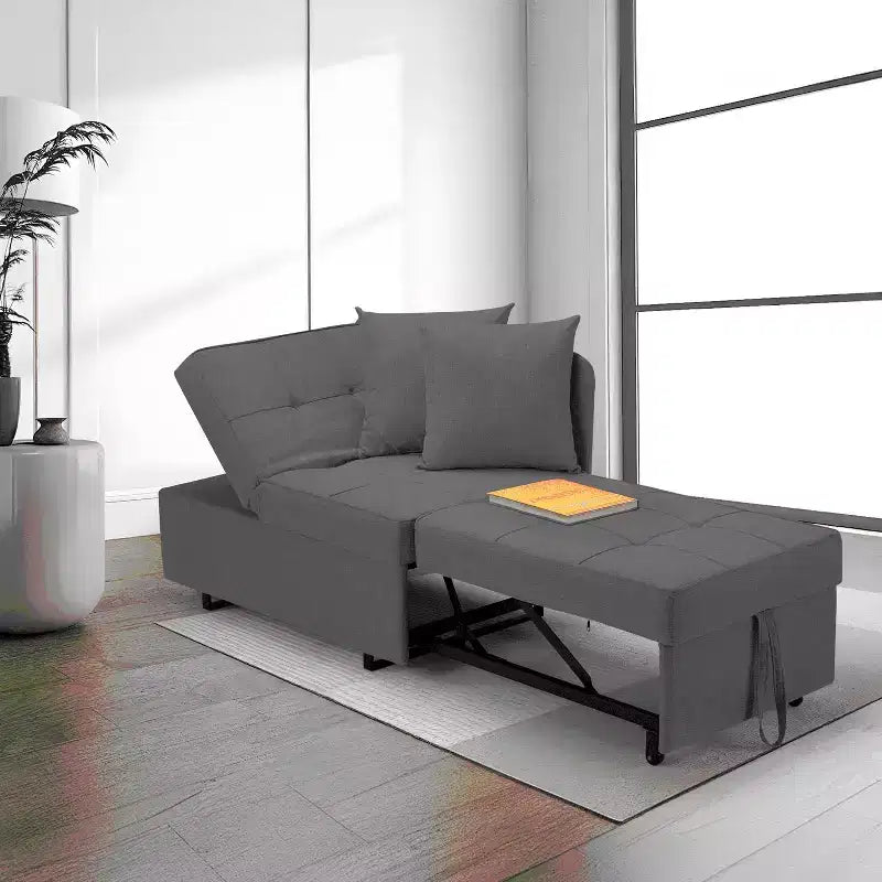 Erommy Poltrona Letto 3 in 1, Divano Letto Estraibile con Schienale Regolabile in 5 Posizioni e Rivestimento in Finta Biancheria