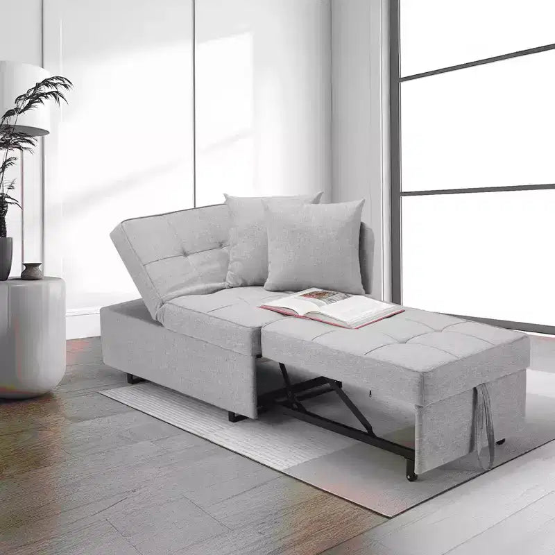 Erommy Poltrona Letto 3 in 1, Divano Letto Estraibile con Schienale Regolabile in 5 Posizioni e Rivestimento in Finta Biancheria
